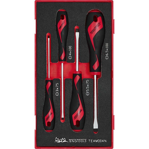 Teng Tools Screwdriver Set Flat FOAM1 4 Pieces Teng Tools - Dynamic Drive