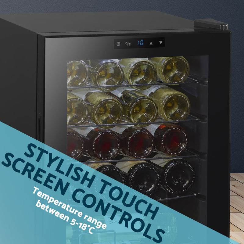 Baridi 20 Bottle Wine Cooler Fridge with Touchscreen Controls & LED Light - Black Baridi  - Dynamic Drive