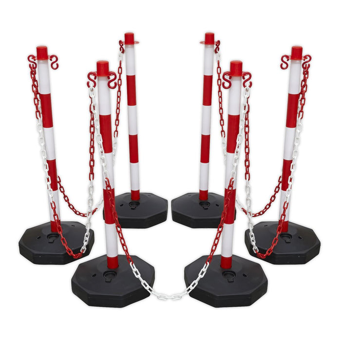 Sealey Red/White Post & Chain Kit 25m RWSBKIT Sealey - Dynamic Drive