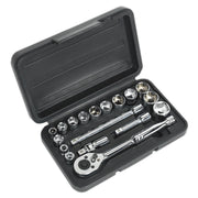 Siegen by Sealey Socket Set 18Pc 3/8Inchsq Drive 6Pt Walldrive Metric Siegen by Sealey - Dynamic Drive