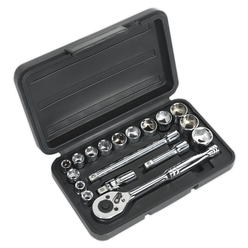 Siegen by Sealey Socket Set 18Pc 3/8Inchsq Drive 6Pt Walldrive Metric Siegen by Sealey - Dynamic Drive