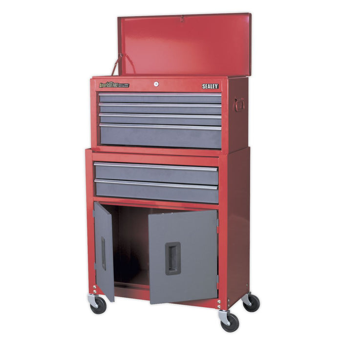 Sealey Topchest & Rollcab Combo 6 Drawer - Red/Grey AP2200BB Sealey  - Dynamic Drive