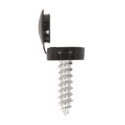 Sealey Numberplate Screw & Flip Cap 4.2 x 19mm Black Pack of 50 NPBK50 Sealey - Dynamic Drive