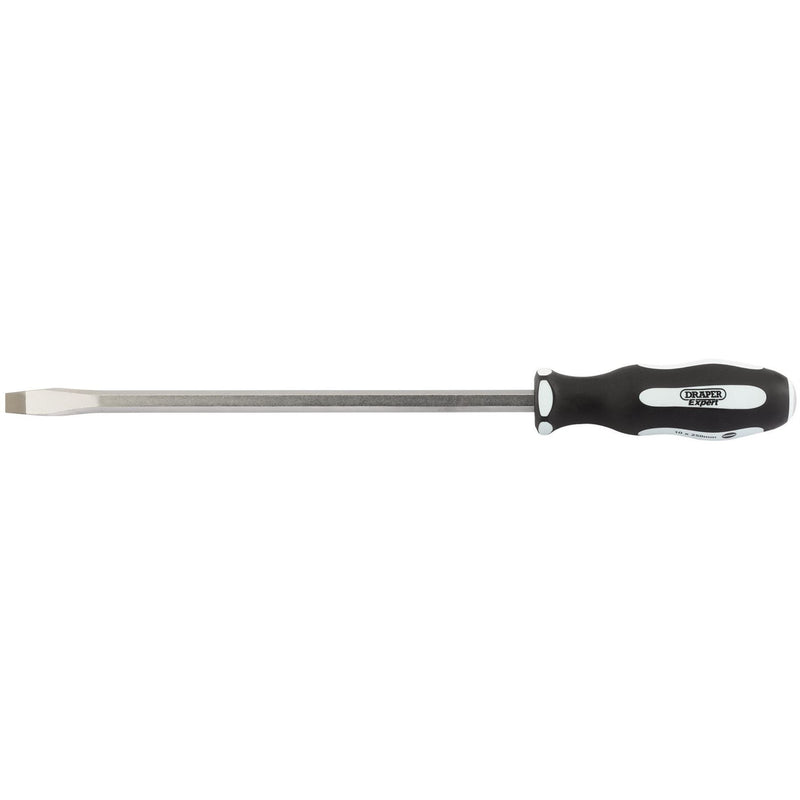 Draper 'Pound Thru' Plain Slot Soft Grip Screwdriver, 10 x 250mm 35186 Draper - Dynamic Drive