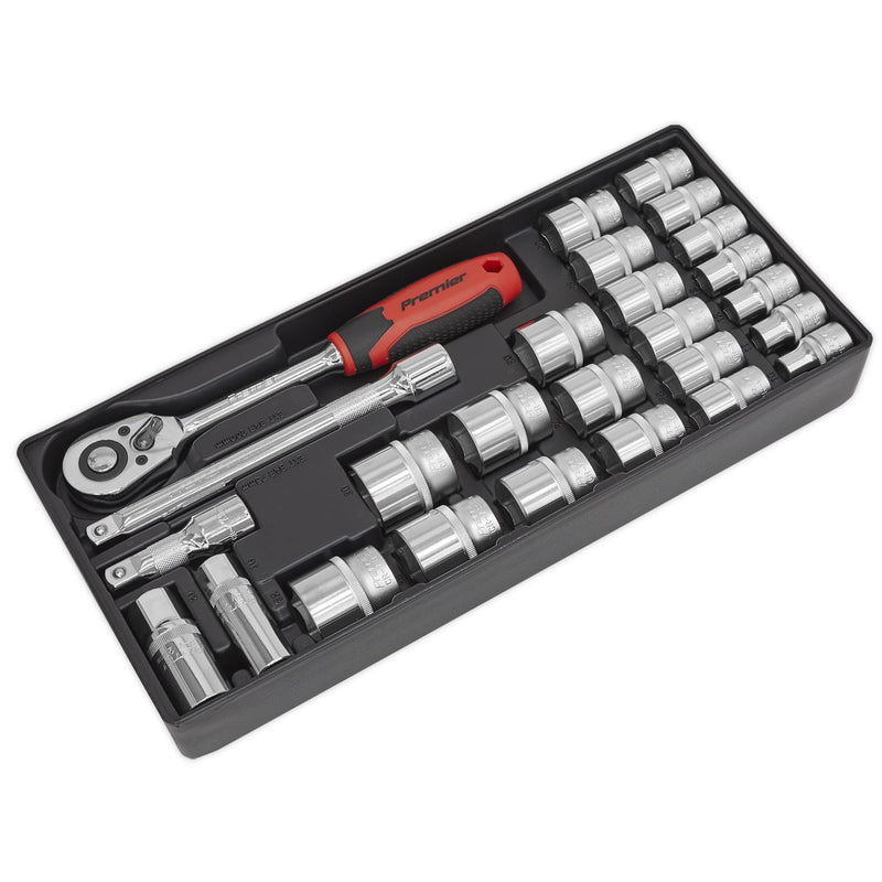 Sealey Tool Tray with Socket Set 26pc 1/2"Sq Drive TBT35 Sealey - Dynamic Drive