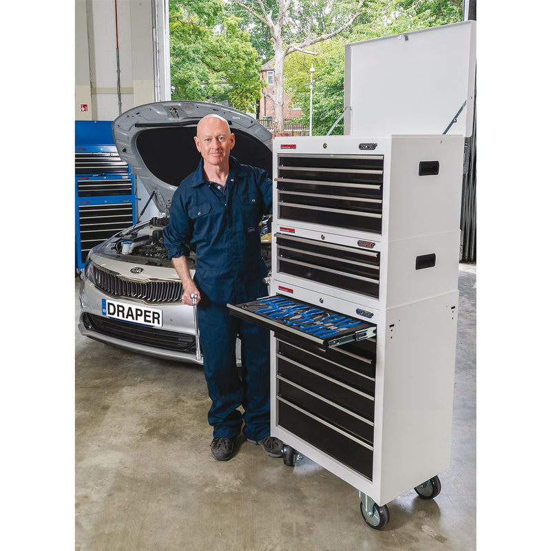 Draper Intermediate Tool Chest, 3 Drawer, 26", White 35741 Draper - Dynamic Drive