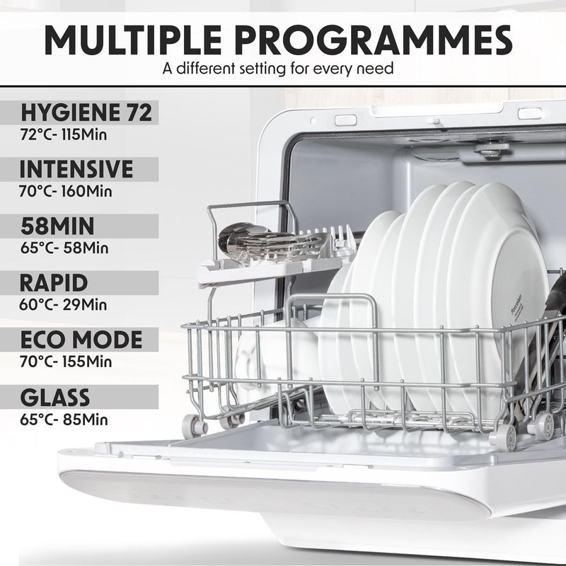 Baridi Mini Portable Tabletop 6L Dishwasher with 3 Place Settings, 7 Wash Functions - DH72 Baridi  - Dynamic Drive