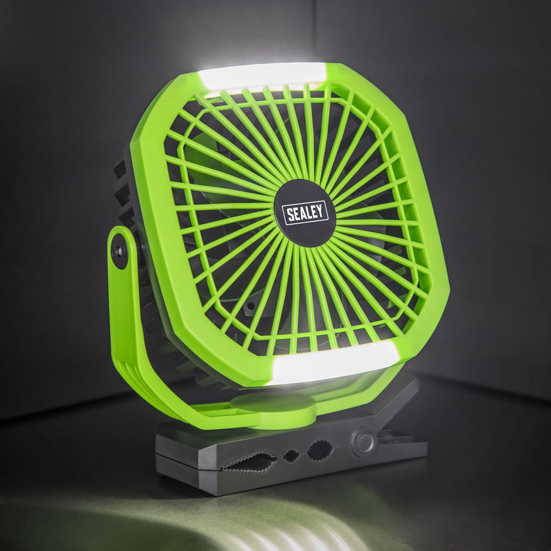 Sealey 4-Speed Portable Clip Fan with Worklight 8" SCF8WL Sealey - Dynamic Drive