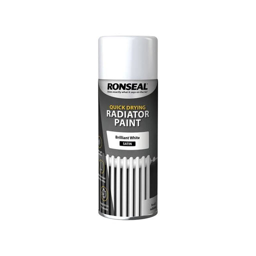 Ronseal One Coat Radiator Spray Paint Satin White 400ml Ronseal - Dynamic Drive