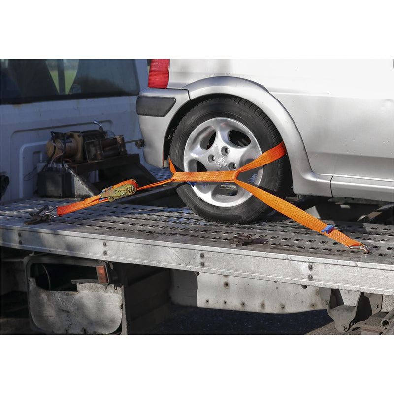 Sealey Car Transporter Ratchet Tie Down 50mmx3m 5000kg Load Test TDRWA Sealey  - Dynamic Drive