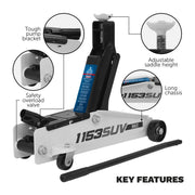 Sealey Long Reach High Lift SUV Trolley Jack 3 Tonne 1153SUV Sealey - Dynamic Drive