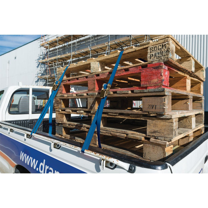 Draper Ratcheting Tie Down Straps, 4.5m x 25mm, 250kg (2 Piece) 60966 Draper - Dynamic Drive