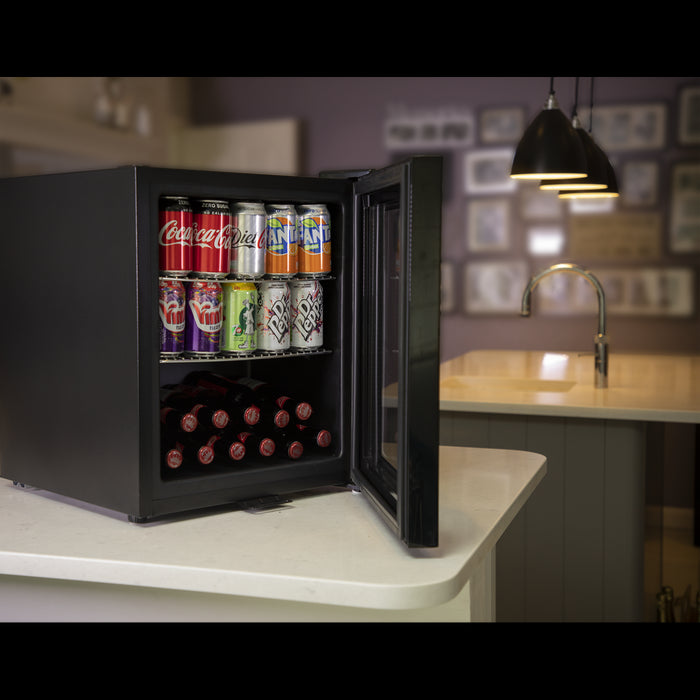 Baridi 50L Table Top Beer & Drinks Mini Fridge 3-10C Light Black & Glass Baridi  - Dynamic Drive