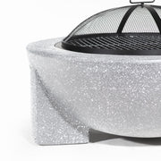 Dellonda Round MgO Fire Pit with BBQ Grill Ø75cm Safety Mesh Screen - Light Grey Dellonda - Dynamic Drive
