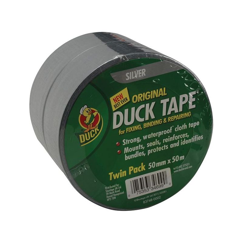 Shurtape Duck Tape® Original 50mm x 50m Silver (Twin Pack) Shurtape - Dynamic Drive