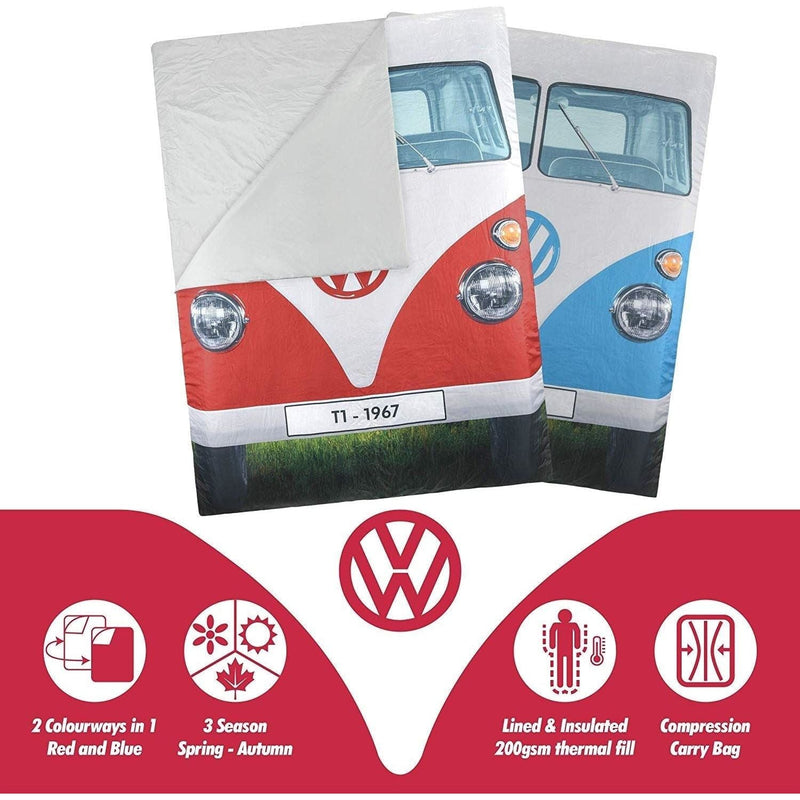 Vw Double Sleeping Bag Reversable Blue/Red 190Cm X 150Cm OL0183 Board Masters - Dynamic Drive