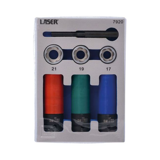 Laser Wheel Nut & Bolt Extractor Socket Set 7pc 7920 Laser - Dynamic Drive
