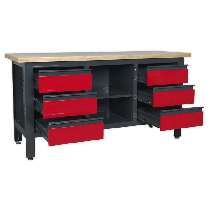 Sealey Workstation with 6 Drawers & Open Storage AP1905D Sealey - Dynamic Drive