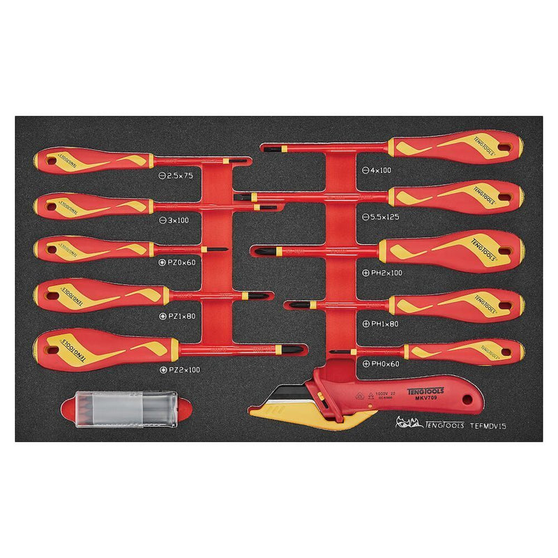 Teng Tools Insulated Screwdriver & Knife Set FOAM3 15 Pieces Teng Tools - Dynamic Drive