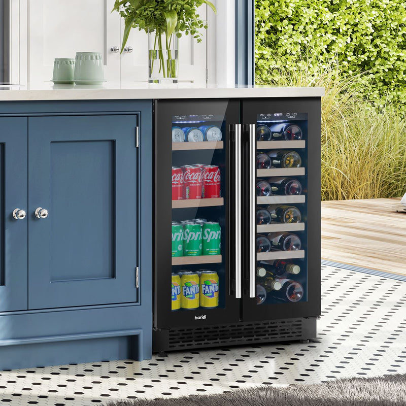 Baridi 40 Bottle/120 Can Freestanding Dual Zone Wine Fridge & Cooler 60cm Baridi - Dynamic Drive