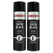 2x Simoniz Large Satin Black Acrylic Aerosol Car Spray Paint 500ml SIMP16D Simoniz  - Dynamic Drive