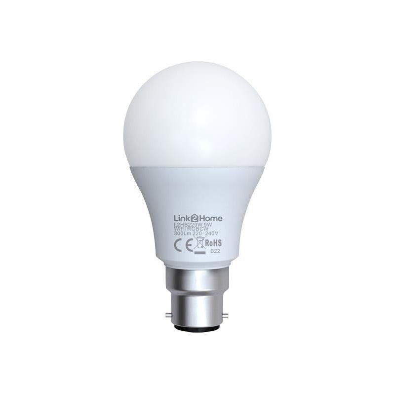 Link2Home Wi-Fi LED BC (B22) Opal GLS Dimmable Bulb, White + RGB 800 lm 9W Link2Home - Dynamic Drive