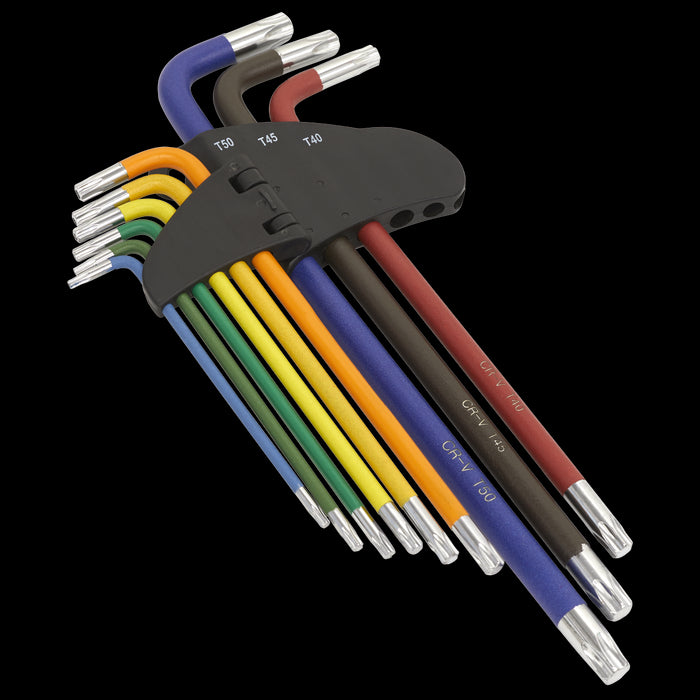 Sealey TWIN PACK EXTRA LONG Ball-End Allen Hex Key & TORX TRX Star Set Coloured Sealey  - Dynamic Drive