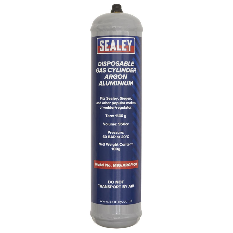 Sealey Gas Cylinder Disposable Argon 100g MIG/ARG/100 Sealey - Dynamic Drive