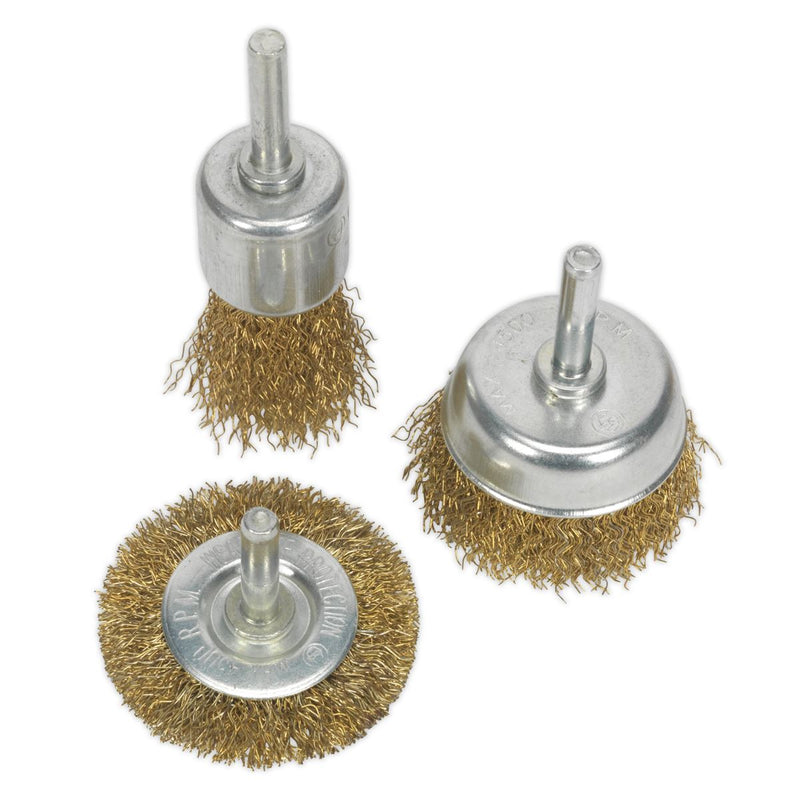 Sealey Wire Brush Set 3pc Brassed BWBS03 Sealey - Dynamic Drive