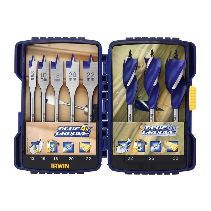 Irwin® Blue Groove Auger & Flat Drill Bit Set, 8 Piece IRWIN® - Dynamic Drive