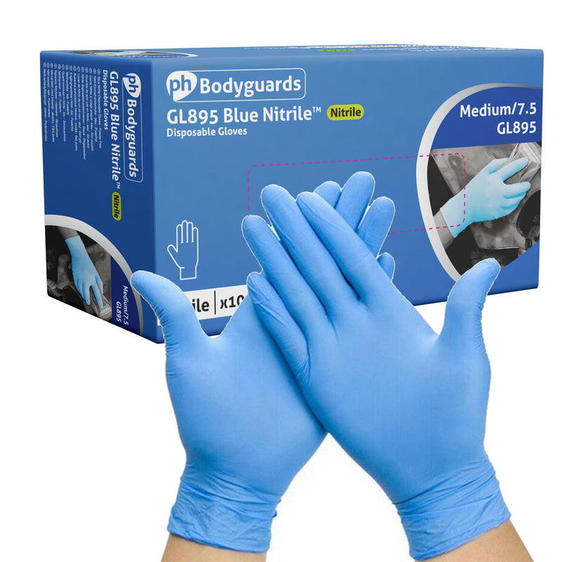 Bodyguards GL895 Powder Free Blue Nitrile Disposable Gloves Large Box of 100 Bodyguard - Dynamic Drive