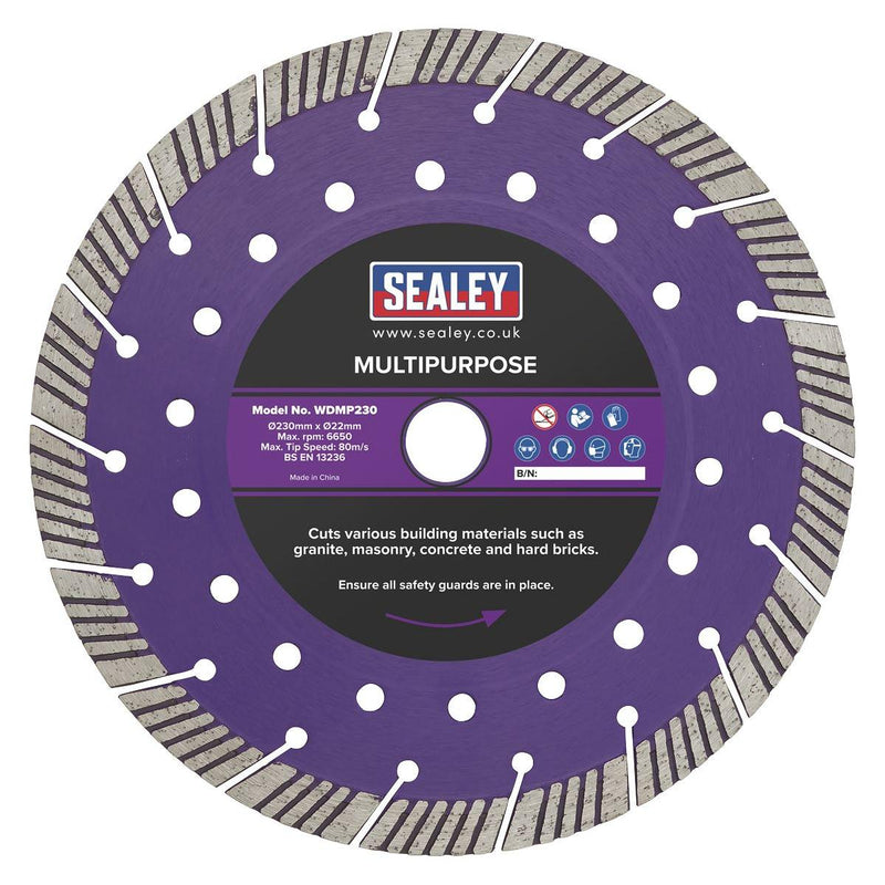 Sealey Cutting Disc Multipurpose Dry/Wet Use230mm WDMP230 Sealey - Dynamic Drive