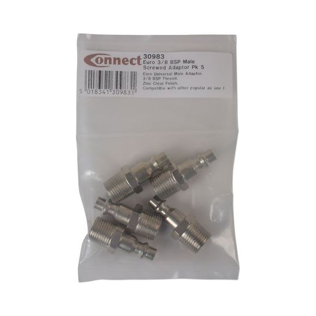 Connect Euro Universal Male Screwed Adaptor 3/8" BSP 5pc 30983 Tool Connection - Dynamic Drive