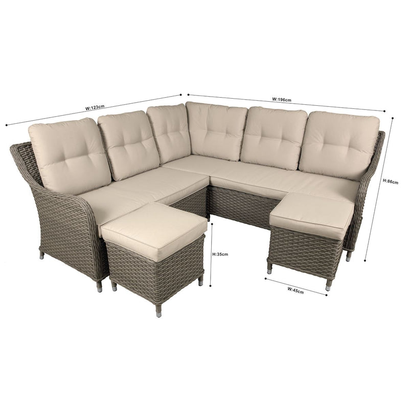 Dellonda Chester Rattan Wicker Outdoor 5-Seater Corner Sofa Set 4pc Dellonda - Dynamic Drive