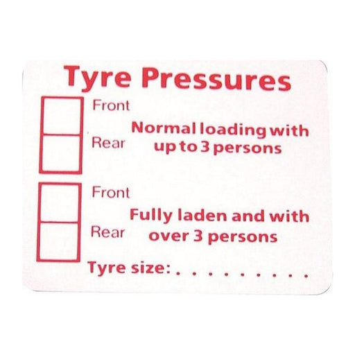 Tyre Pressure Stickers W4 - Dynamic Drive