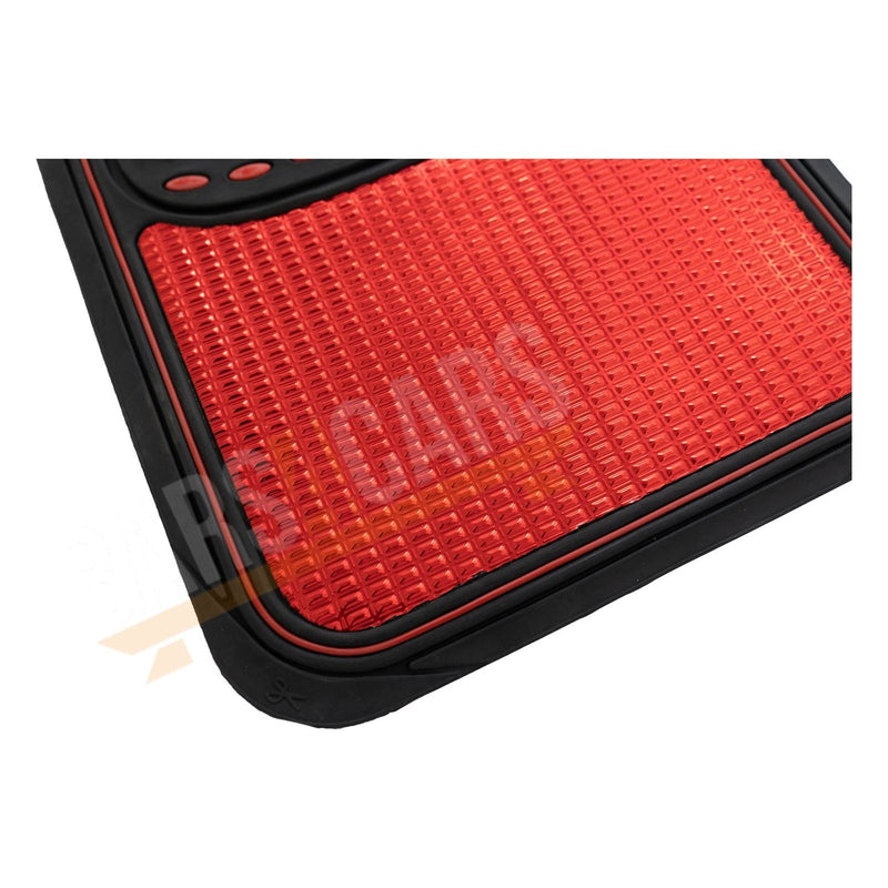 Shiney Red Metallic Checker Style Car Heavy Duty Black Rubber Set of 4 Mats Set Streetwize  - Dynamic Drive