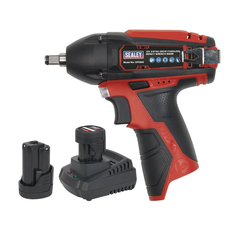 Sealey Impact Wrench Kit 3/8"Sq Drive 12V SV12 Series 2 Batteries CP1204KIT Sealey - Dynamic Drive