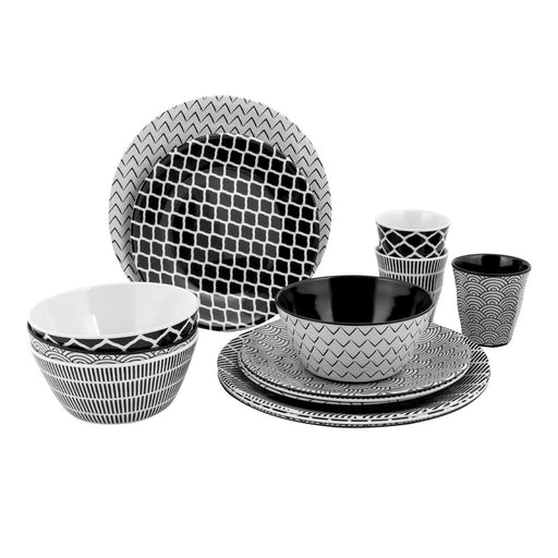 Bo-Camp Tableware Mix & Match Melamine 16 Pieces Black/White Bo-Camp - Dynamic Drive