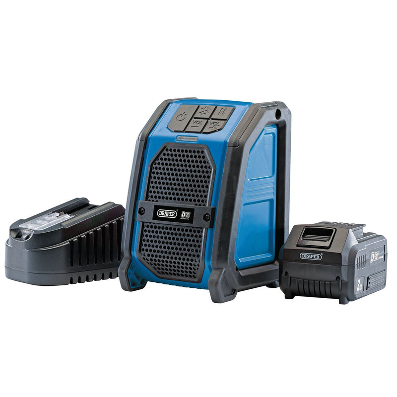 Draper D20 20V Wireless Speaker with 1 x 3.0Ah Battery and Charger 94903 Draper - Dynamic Drive