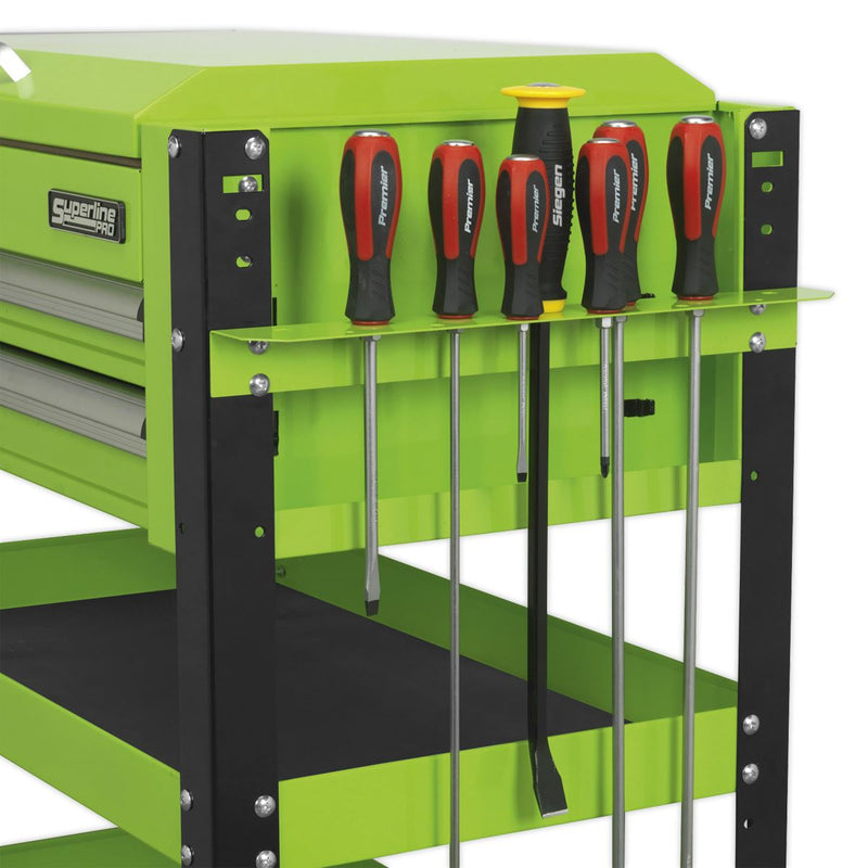 Sealey Heavy-Duty Mobile Tool & Parts Trolley 2 Drawers & Lockable Top Hi-Vis Gr Sealey - Dynamic Drive