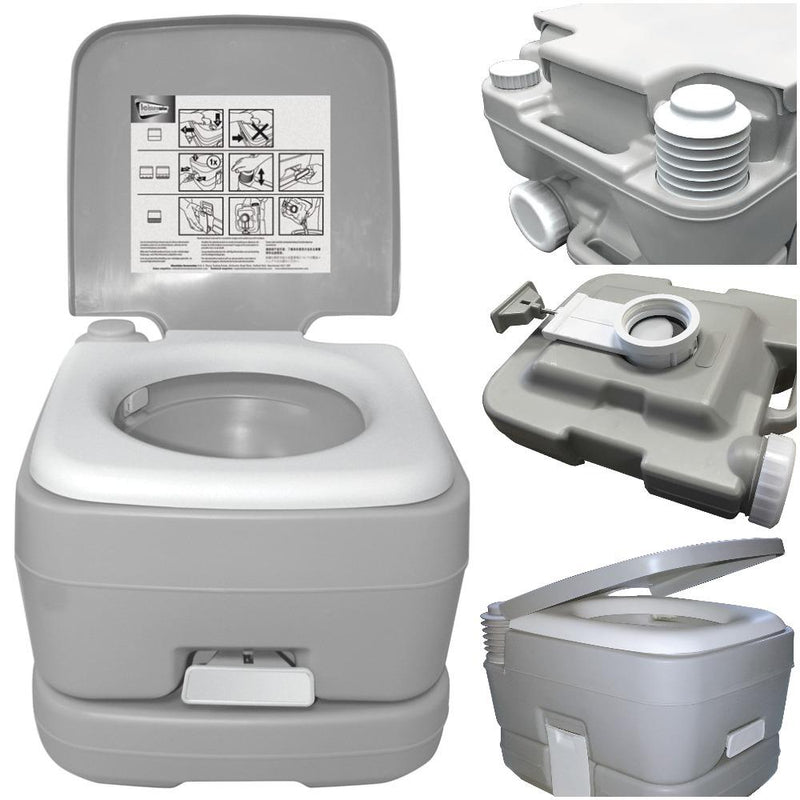 Leisurewize 10L Camping Lightweight Flushing Toilet - GREY Leisurewize  - Dynamic Drive