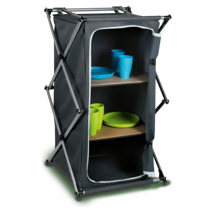 Camping Storage Cupboard Cabinet Folding Canvas Clothes Wardrobe 2 Shelves Camp Active  - Dynamic Drive