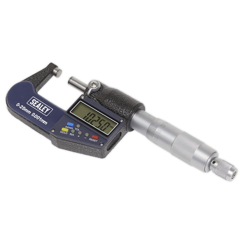 Sealey Digital External Micrometer 0-25mm(0-1") AK9635D Sealey - Dynamic Drive