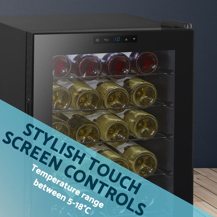 Baridi 28 Bottle Wine Fridge with Digital Touchscreen Controls & LED Light - Black Baridi  - Dynamic Drive