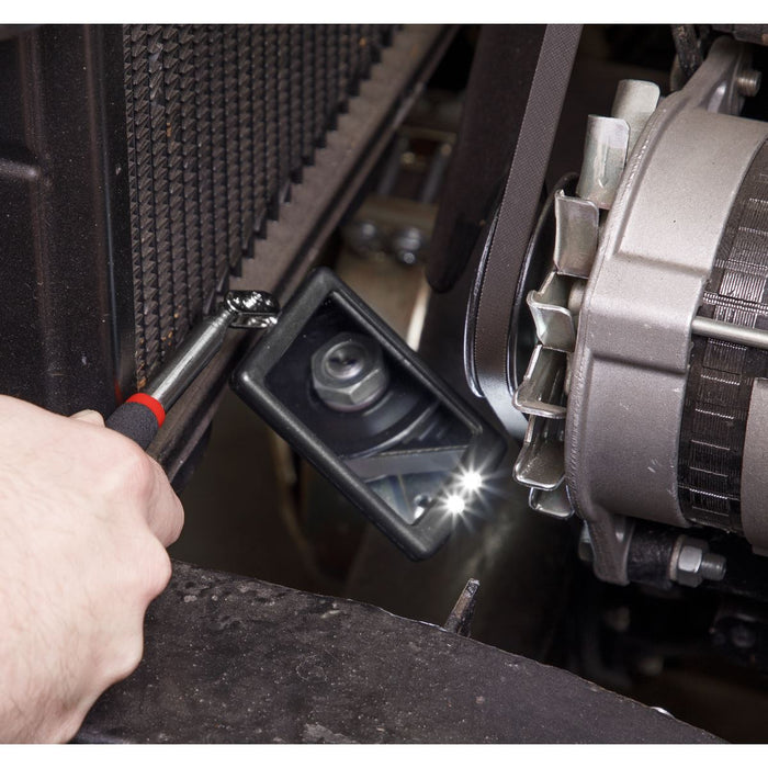 Sealey Telescopic Inspection Mirror 52 x 83mm with 2 LEDs S0948 Sealey - Dynamic Drive