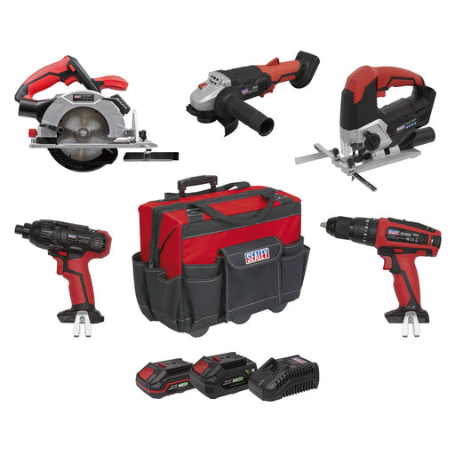 Sealey 5 x SV20 Series Cordless 5 Tool Combo Kit 20V - 2 Batteries CP20VCOMBO13 Sealey - Dynamic Drive