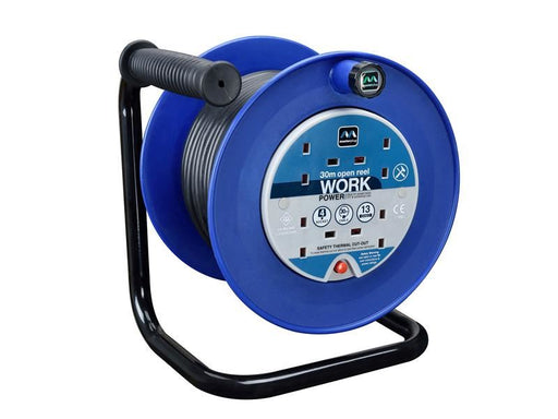 Masterplug Heavy-Duty Cable Reel 240V 13A 4-Socket Thermal Cut-Out 30m Masterplug - Dynamic Drive