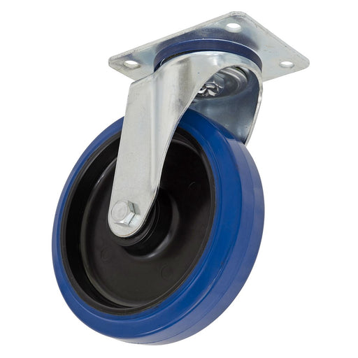 Sealey Heavy-Duty Blue Elastic Rubber Swivel Castor Wheel125mm Trade Sealey - Dynamic Drive
