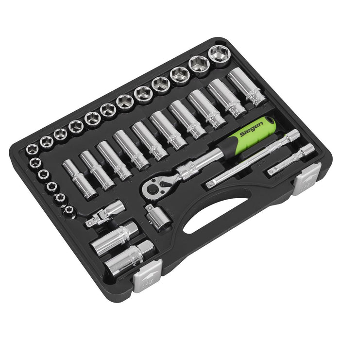 Siegen Siegen Extending Ratchet Socket Set 3/8"Sq Drive 34pc S01287 Siegen - Dynamic Drive