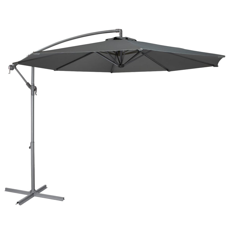 Dellonda Banana Parasol with Cover 3m - Grey DG264 Dellonda - Dynamic Drive